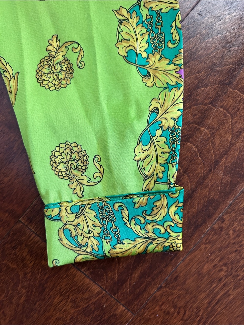 Mango Green Multicolored Baroque Print Satin Pant Set, Size 2, NWT - Picture 7 of 16